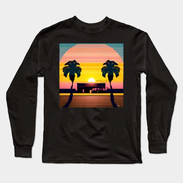 Retro 80s Summer Sun 2 Long Sleeve T-Shirt by Benito Del Ray